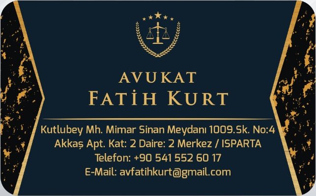ISPARTA AVUKAT FATİH KURT - Isparta Hukuki Danışmanlık-Ceza-Uyuşturucu-Boşanma-Nafaka-İş-Kazası-Trafik-Tapu-Miras-İcra